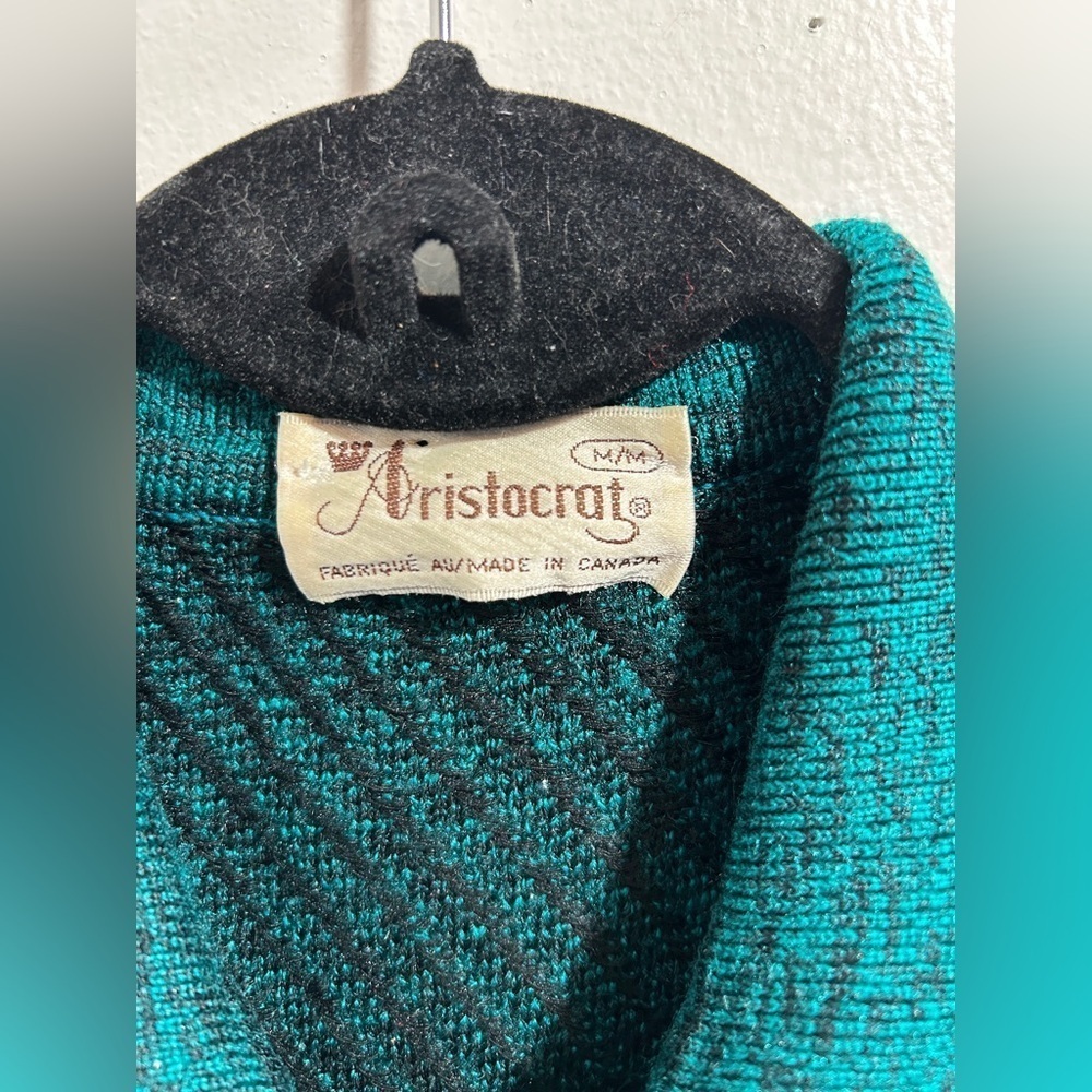 Vintage Aristocrat Green Knit Sweater with Polo Collar Size M - Picture 2 of 5